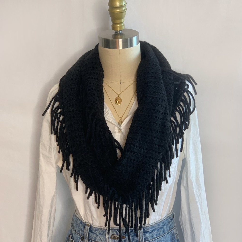 bp. - Black Fringe Infinity Scarf